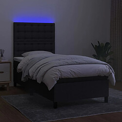 Avis Maison Chic Lit adulte- Lit + matelas,Sommier à lattes de lit avec matelas et LED Noir 90x200cm Tissu -GKD33250