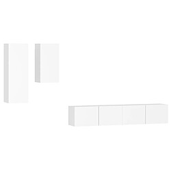 Maison Chic Ensemble de meubles TV 4 pcs | Banc TV Moderne pour salon | Meuble de Rangement - Blanc Bois d'ingénierie -MN31915