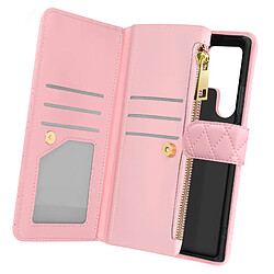 Avizar Housse pour Samsung Galaxy S24 Ultra Portefeuille Rose