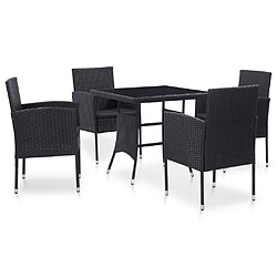 vidaXL Ensemble à manger d'extérieur 5 pcs Résine tressée Noir