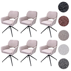 Mendler Lot de 6 chaises de salle à manger HWC-N74, chaise de cuisine, pivotante Auto-Return, tissu Bouclé (540g/m²) Oeko-Tex ~ beige