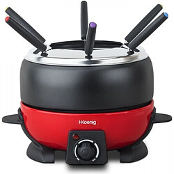 Fondue Electrique HKoeNIG ALP1800 - 6 personnes - 2L - 800W - Thermostat réglable 25°C a 190°C - Caquelon amovible - Rouge e