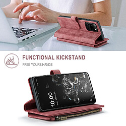 Caseme Etui en PU + TPU anti-rayures, support avec poche zippée, antichoc rouge pour votre Samsung Galaxy S20 Ultra