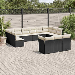 Maison Chic Salon de jardin avec coussins 13 pcs | Ensemble de Table et chaises | Mobilier d'Extérieur noir résine tressée -GKD92973