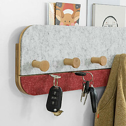 SoBuy FHK16-R Design Porte-Manteau Mural Porte-Serviette Penderie Patère Murale avec 5 Crochets en Bambou et Feutre pour Vestibule, Entrée pas cher