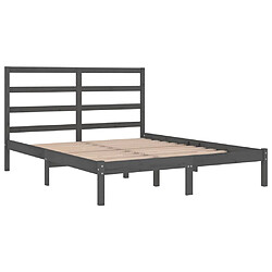 Avis vidaXL Cadre de lit sans matelas gris 150x200 cm bois massif