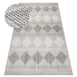 RUGSX Tapis NANO EO61A Diamants, bouclé, tissé plat gris blanc 120x170 cm