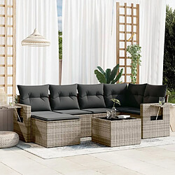 Maison Chic Salon de jardin avec coussins 7 pcs, Ensemble Tables et chaises de jardin, gris résine tressée -GKD690531