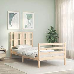 Maison Chic Lit adulte - Cadre de lit et tête de lit,Structure du lit Contemporain pour chambre 100x200 cm bois massif -MN20236