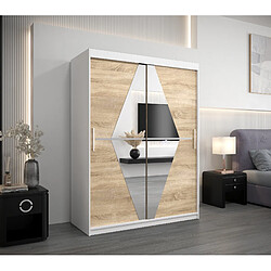 Abiks Meble Armoire Boliwia à portes coulissantes 200/150/62 2 portes (blanc/sonoma)