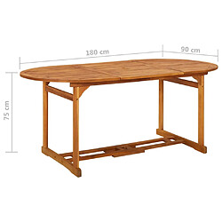 vidaXL Table à dîner de jardin 180x90x75 cm Bois d'acacia solide pas cher