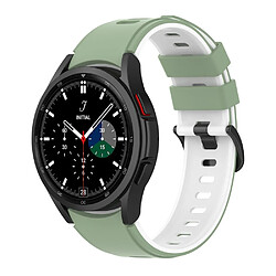 Bracelet en silicone bicolore, respirant, vert clair/blanc pour votre Samsung Watch4 40mm 44mm/Watch4 Classic 42mm 46mm/Watch Active2 40mm 44mm/Watch3 41mm