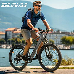 Vélo Électrique pour Adultes 27.5" Gunai GN27 - 7 Vitesses-Double Freins À Disque - Autonomie 40km - Gris pas cher