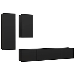 vidaXL Ensemble de meubles TV 4 pcs Noir Bois d'ingénierie