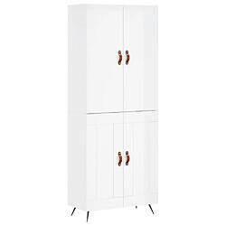 vidaXL Buffet haut Blanc brillant 69,5x34x180 cm Bois d'ingénierie