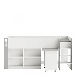 Acheter Dansmamaison Lit combiné bureau 90x200 Blanc/Gris - KISORA