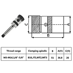 vidaXL Mandrin de taraudage B18 et tige MT3 de filetage interne M3-M16 pas cher