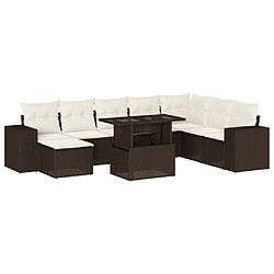 vidaXL Salon de jardin avec coussins 9 pcs marron résine tressée