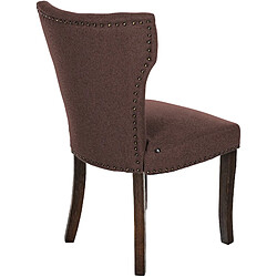 Decoshop26 Set de 2 chaises de salle à manger boutons décoratifs en tissu couleur marron et pieds en bois foncé 10_0001588