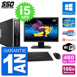 PC HP 8100 SFF Ecran 19" Intel Core i5-650 RAM 16Go SSD 480Go Windows 10 Wifi - Occasion