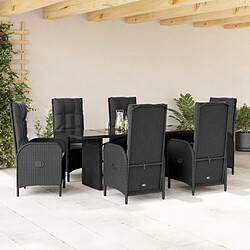 Maison Chic Ensemble à manger d'extérieur 7 pcs avec coussins,Salon de jardin,Mobilier de jardin Noir Résine tressée -GKD805130