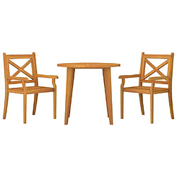 Avis Salle à manger de jardin 3 pcs,Table et chaise à dîner Bois d'acacia solide -MN61900