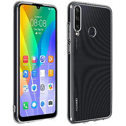 Avizar Coque Huawei Y6p Silicone Souple et Film Verre Trempé 9H noir