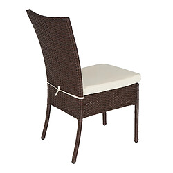 Avis Decoshop26 Lot de 2 chaises en polyrotin marron chaise de balcon jardin empilable avec coussin crème 04_0000261