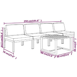 vidaXL Salon de jardin 5 pcs avec coussins Aluminium Anthracite pas cher