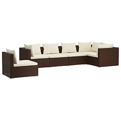 Maison Chic Salon de jardin 6 pcs + coussins - Mobilier/Meubles de jardin - Table et chaises d'extérieur Résine tressée Marron -MN95950