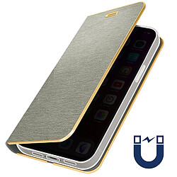 Avizar Étui pour iPhone 14 Pro Max Porte-carte et Support vidéo Luna Book Gold Gris pas cher