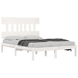 Avis Maison Chic Lit adulte - Lit simple Cadre de lit,Structure du lit Contemporain Blanc Bois massif 160x200 cm -MN35993