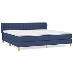 vidaXL Sommier à lattes de lit avec matelas Bleu 200x200 cm Tissu