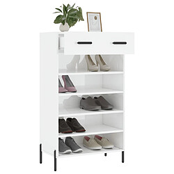 Acheter Maison Chic Armoire à chaussure,Meuble à Chaussures Blanc brillant 60x35x105 cm Bois ingénierie -MN87402