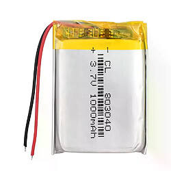 Batterie Lipo rechargeable 803040 3.7V 1000mAh | Compatible avec les haut-parleurs, Bluetooth, GPS, Radiofly Space Kondor Drone | Protection PCM