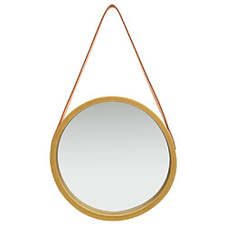 Maison Chic Miroir mural avec sangle | Miroir Décoration pour Maison Salle de Bain 40 cm Doré -GKD40525