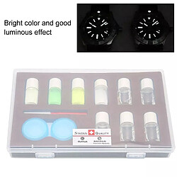 4 couleurs Professionnel Montre Lumineux Fluorescent Poudre Kit, 5 pièces de Mélange Liquide Nuit Avertissement, montre Partie Réparation Outil, pour