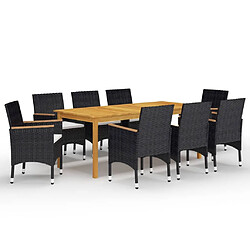 Maison Chic Ensemble de salle à manger de jardin 9 pcs,Table et chaises d'extérieur Noir -GKD841739