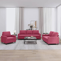 Maison Chic Ensemble de canapés 3 pcs avec coussins, Canapé droit Sofa pour Salon Rouge bordeaux Velours -GKD718330