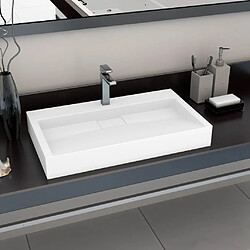 vidaXL Lavabo 80x46x11 cm Fonte minérale/marbre Blanc