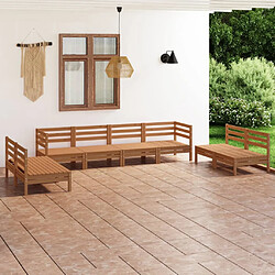 vidaXL Salon de jardin 8 pcs Marron miel Bois de pin massif