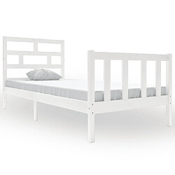 Maison Chic Lit adulte - Lit simple Cadre de lit,Structure du lit Contemporain Blanc Bois de pin massif 90x200 cm -MN29089