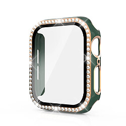 Coque en TPU Cadre en cristal de galvanoplastie Vert/Or pour votre Apple Watch 4/5/6/SE 40mm