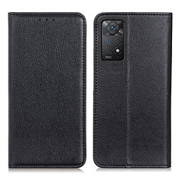 Etui en PU texture litchi, fermeture magnétique, noir pour votre Xiaomi Redmi Note 11 Pro 5G (Qualcomm)/Note 11 Pro 4G (MediaTek)