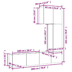 vidaXL Unités murales TV 5 pcs blanc bois d'ingénierie pas cher