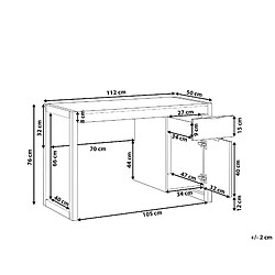 Beliani Bureau blanc / effet bois clair 110 x 50 cm avec colonne de rangement JOHNSON