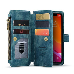 Caseme Etui en PU + TPU anti-chute, zippé avec support et porte-cartes vert pour votre Apple iPhone 12 mini 5.4 pouces