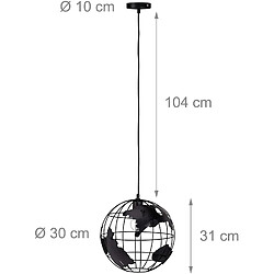 Helloshop26 Lampe murale lampadaire décoration design à suspension abat-jour boule globe noir 13_0001352