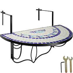 Helloshop26 Table de balcon rabattable blanc/bleu 76 cm 2208252