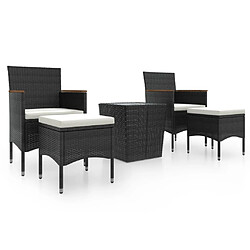 Maison Chic Table de bistro et chaises d'extérieur 5 pcs,Ensemble de bistro de jardin pour relax poly rotin et verre trempé -GKD147646